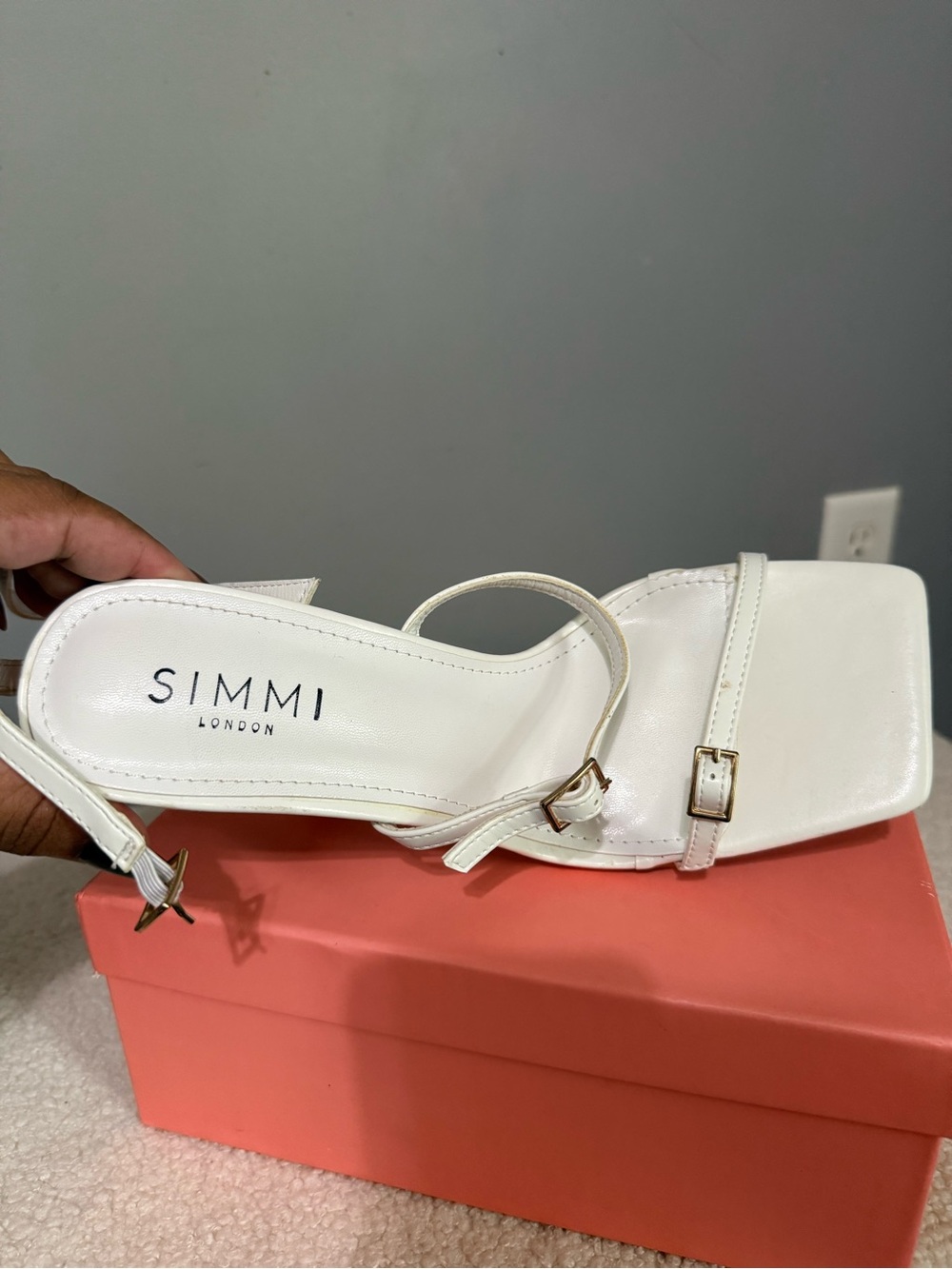 SIMMI London White Strappy Square-Toe Heels